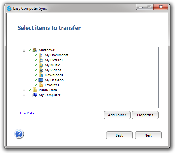 Select items to transfer